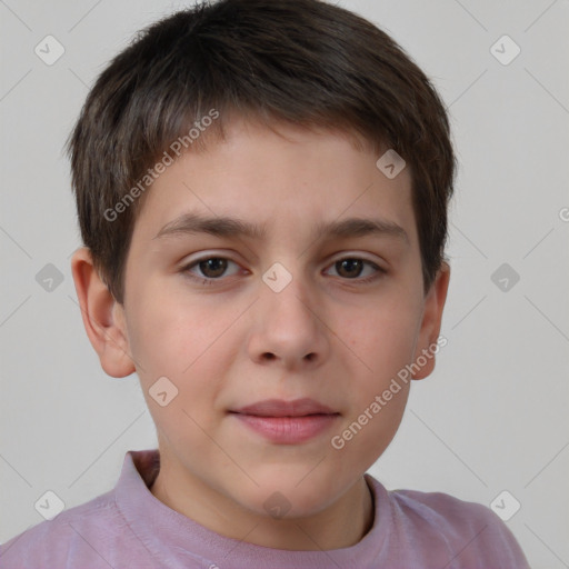 Neutral white child male with short  brown hair and brown eyes