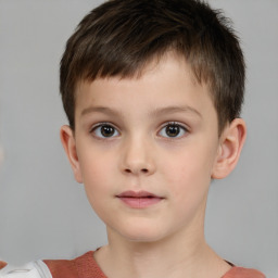 Neutral white child male with short  brown hair and brown eyes