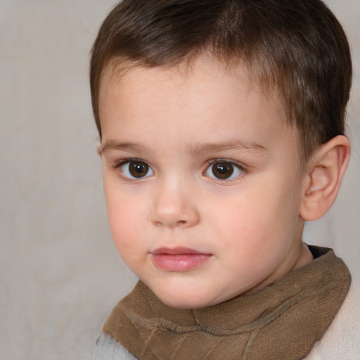 Neutral white child male with short  brown hair and brown eyes