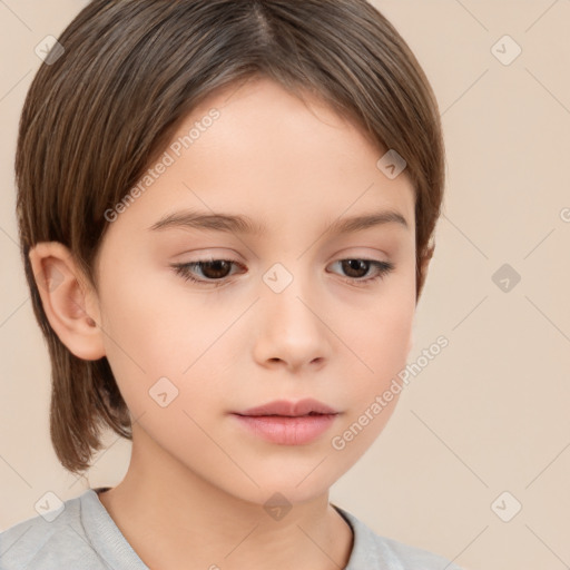 Neutral white child female with medium  brown hair and brown eyes