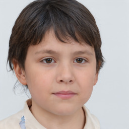 Neutral white child female with short  brown hair and brown eyes