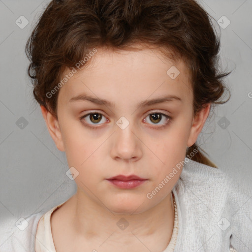 Neutral white child female with medium  brown hair and brown eyes