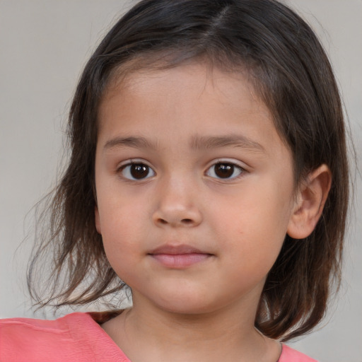 Neutral white child female with medium  brown hair and brown eyes