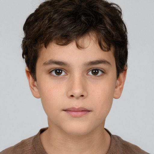 Neutral white child male with short  brown hair and brown eyes