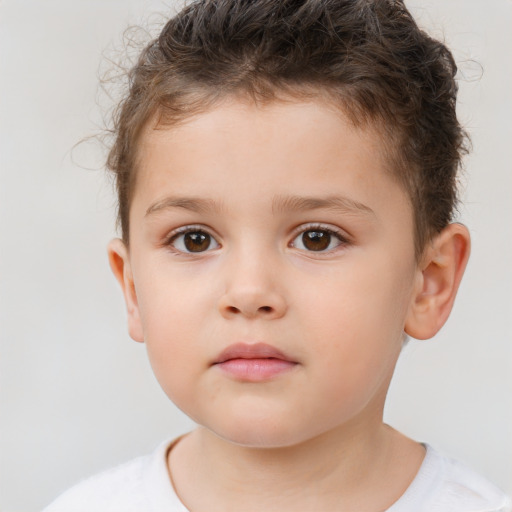 Neutral white child male with short  brown hair and brown eyes