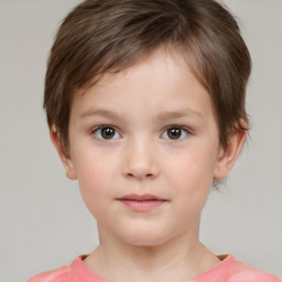 Neutral white child female with short  brown hair and brown eyes