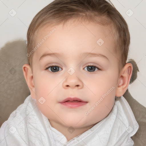 Neutral white child female with short  brown hair and brown eyes