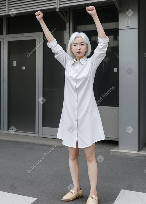 South korean adult female with  white hair