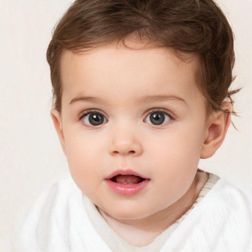 Neutral white child female with short  brown hair and brown eyes