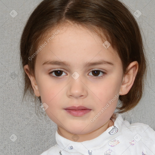 Neutral white child female with medium  brown hair and brown eyes