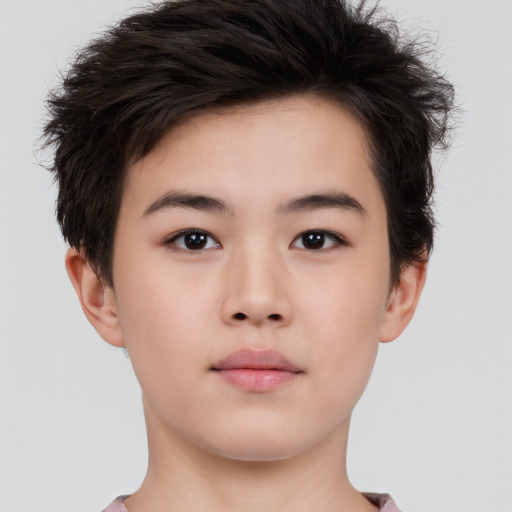 Neutral white young-adult female with short  brown hair and brown eyes