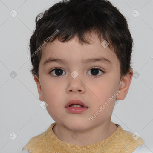 Neutral white child male with short  brown hair and brown eyes
