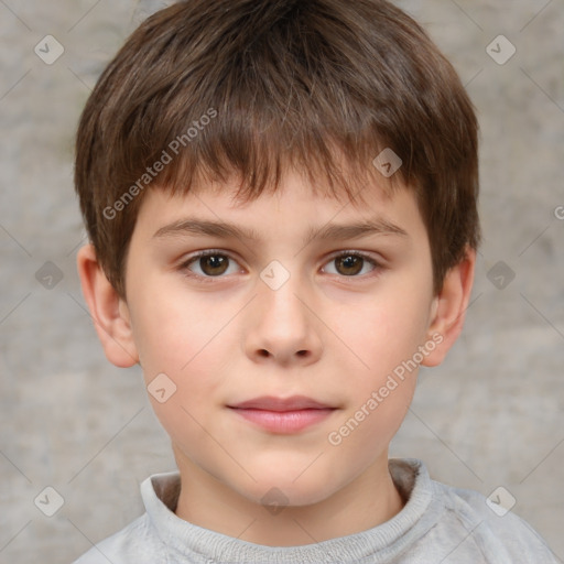 Neutral white child male with short  brown hair and brown eyes