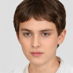 Neutral white child male with short  brown hair and brown eyes