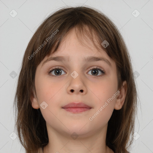 Neutral white child female with medium  brown hair and brown eyes