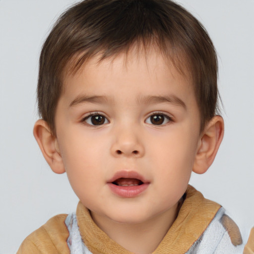 Neutral white child male with short  brown hair and brown eyes