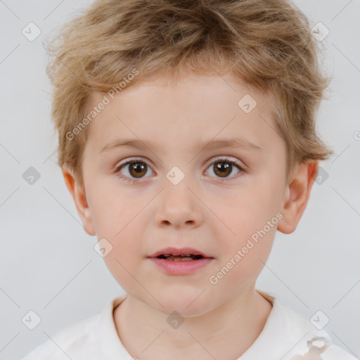 Neutral white child male with short  brown hair and brown eyes