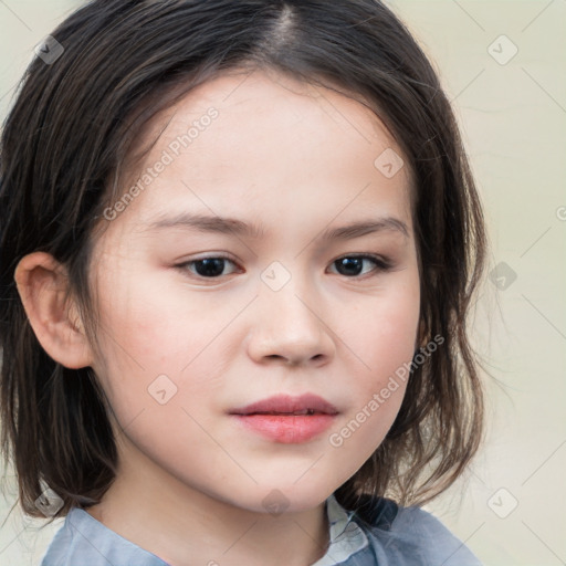 Neutral white child female with medium  brown hair and brown eyes