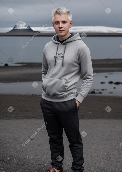 Icelandic young adult male with  gray hair