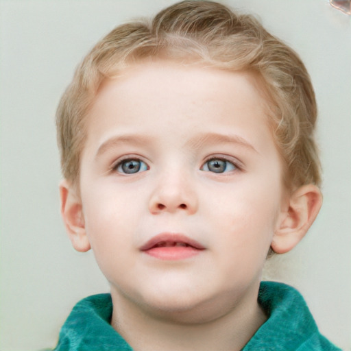 Neutral white child male with short  brown hair and grey eyes