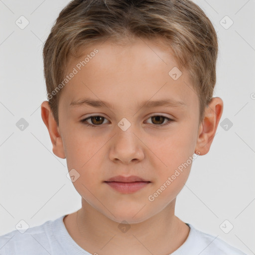 Neutral white child male with short  brown hair and brown eyes