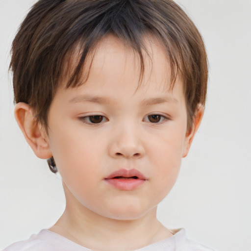 Neutral white child female with short  brown hair and brown eyes