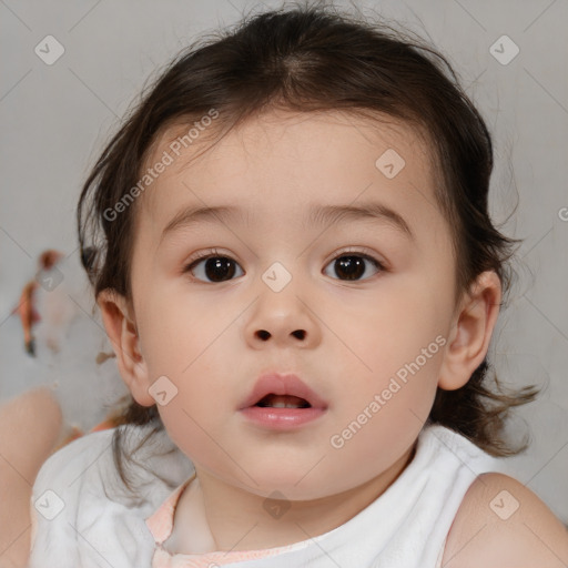 Neutral white child female with medium  brown hair and brown eyes