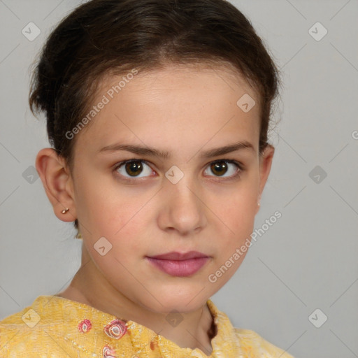 Neutral white child female with short  brown hair and brown eyes