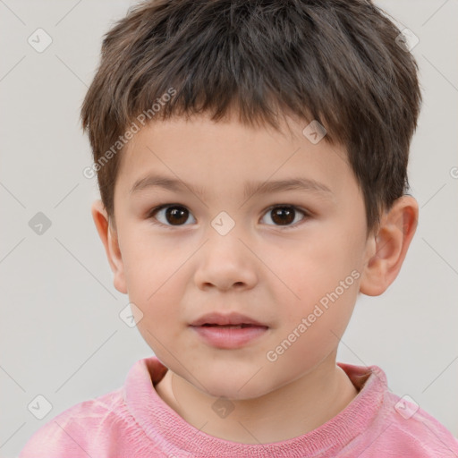 Neutral white child male with short  brown hair and brown eyes