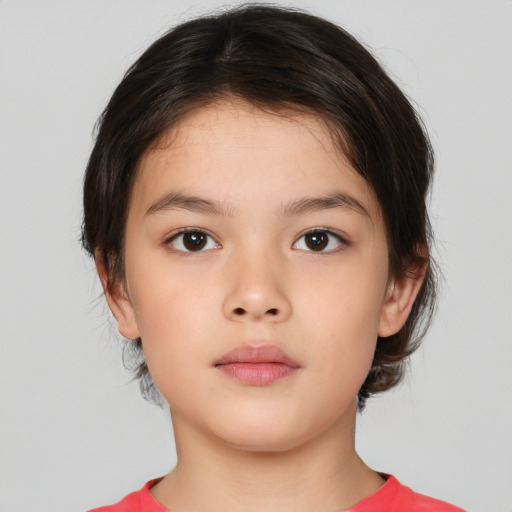 Neutral white child female with medium  brown hair and brown eyes