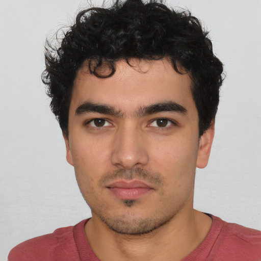 Neutral white young-adult male with short  black hair and brown eyes