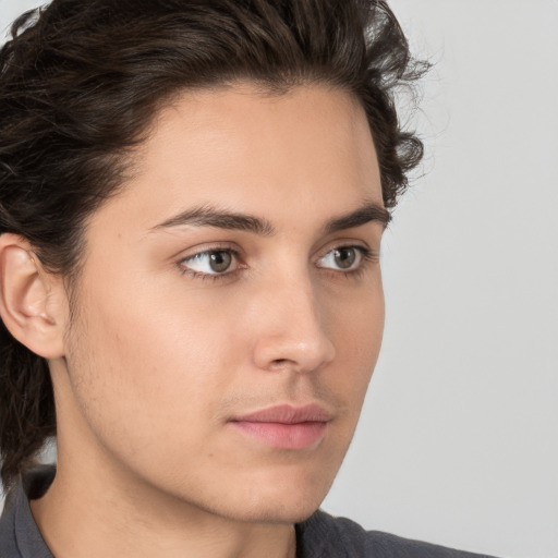 Neutral white young-adult male with medium  brown hair and brown eyes