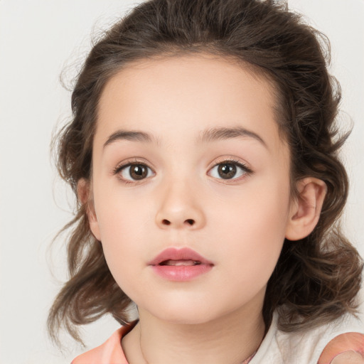 Neutral white child female with medium  brown hair and brown eyes