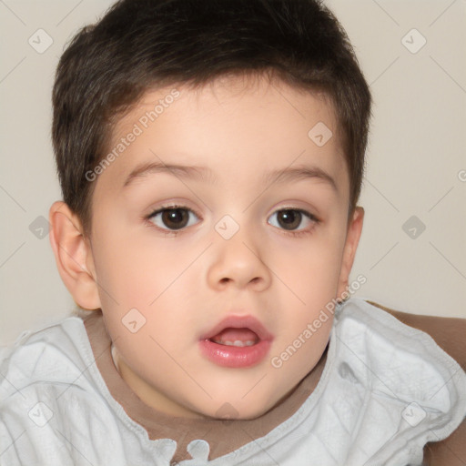 Neutral white child male with short  brown hair and brown eyes