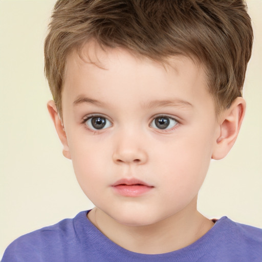 Neutral white child male with short  brown hair and brown eyes