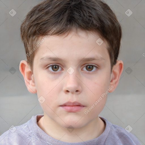 Neutral white child male with short  brown hair and brown eyes