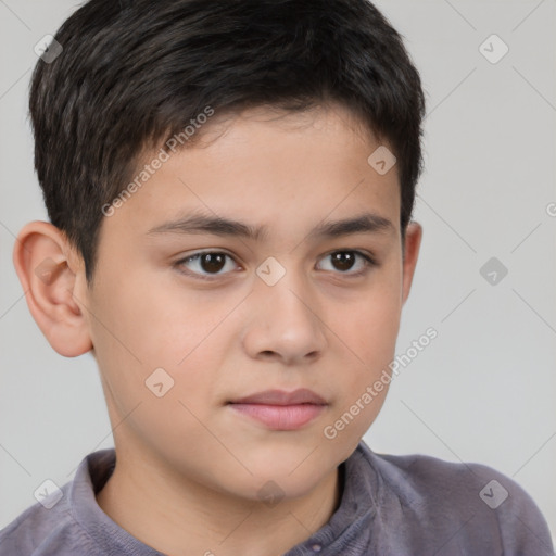 Neutral white child male with short  brown hair and brown eyes