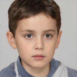 Neutral white child male with short  brown hair and brown eyes