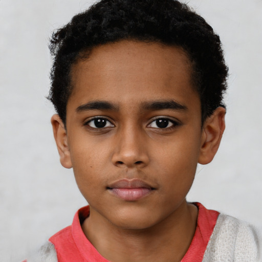 Neutral black child male with short  black hair and brown eyes
