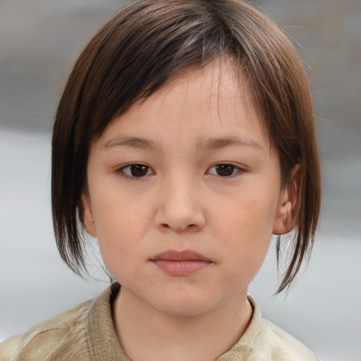 Neutral white child female with medium  brown hair and brown eyes
