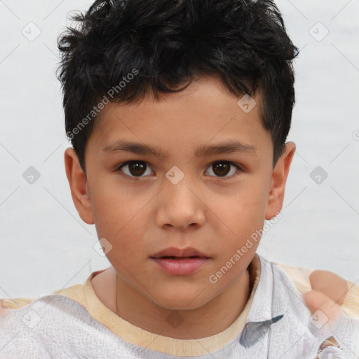 Neutral white child male with short  brown hair and brown eyes