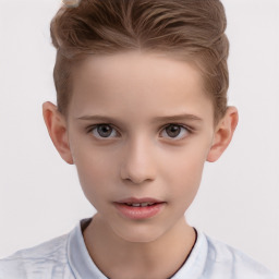 Neutral white child female with short  brown hair and brown eyes