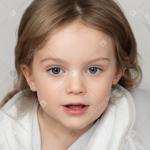 Neutral white child female with medium  brown hair and brown eyes