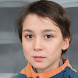 Neutral white young-adult female with short  brown hair and brown eyes