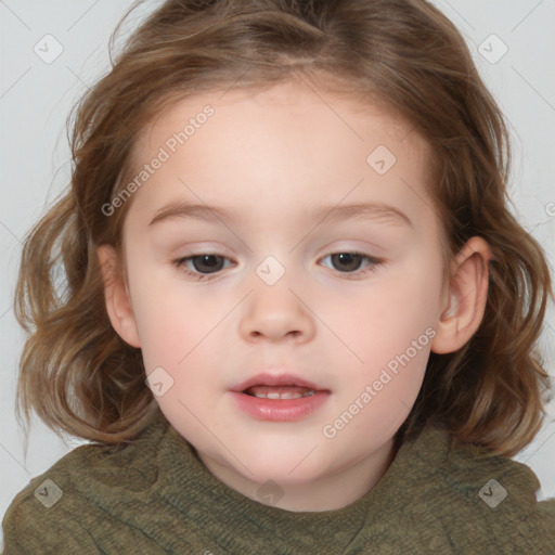 Neutral white child female with medium  brown hair and brown eyes