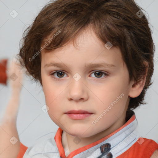 Neutral white child female with short  brown hair and brown eyes