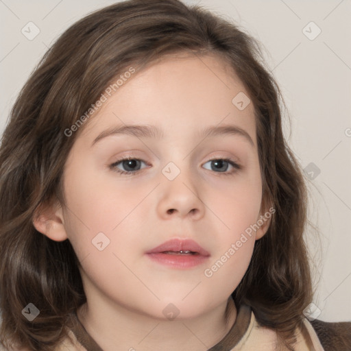 Neutral white child female with medium  brown hair and brown eyes