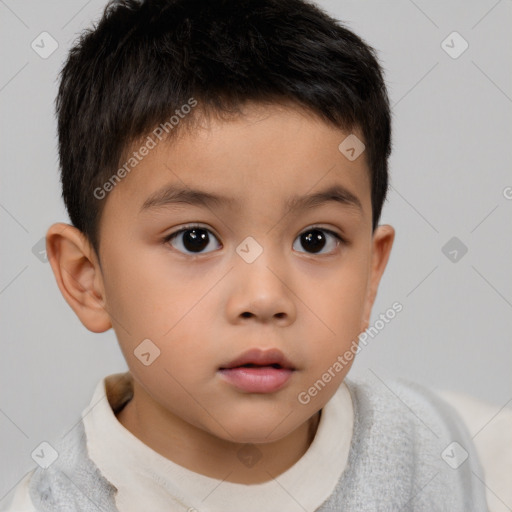 Neutral white child male with short  brown hair and brown eyes