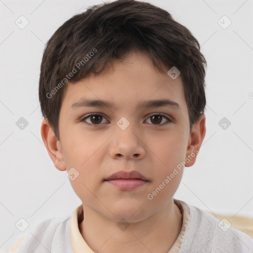 Neutral white child male with short  brown hair and brown eyes