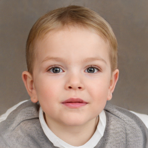 Neutral white child female with short  brown hair and blue eyes